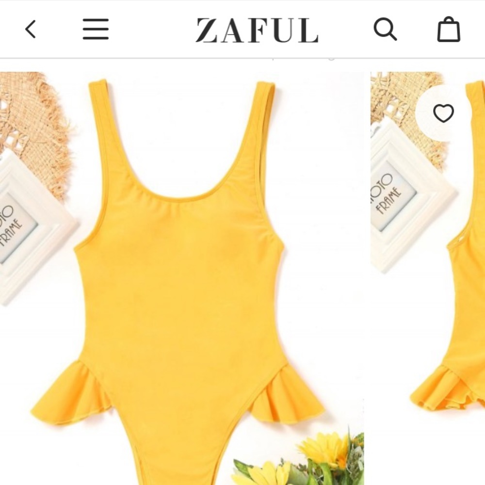 Large yellow one piece bathing suit Zaful